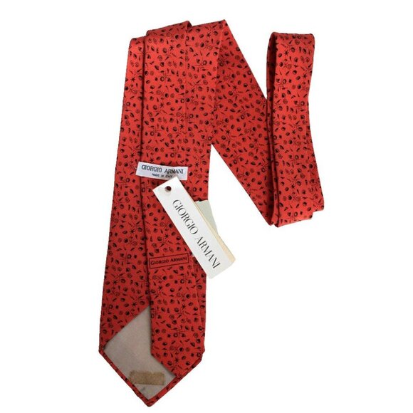 GIORGIO ARMANI VIntage Silk Neck Tie Print Rustic Orange